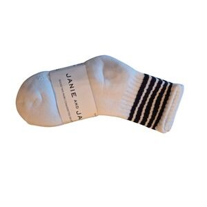 Janie and Jack Baby Socks 2 Pairs White w/ Blue‎ & Red Stripes 12-24 Months